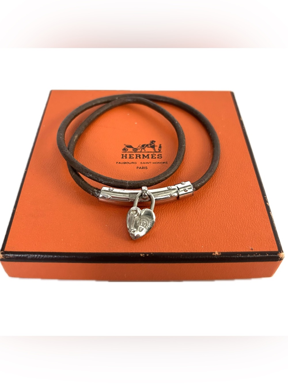 HERMES Viviride Fantasy Heart Choker Bracelet With Box